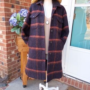 MADEWELL SZ S OVERSIZED SOICED RUM WINDOWPANE LONG COAT NWOT RTL $199
